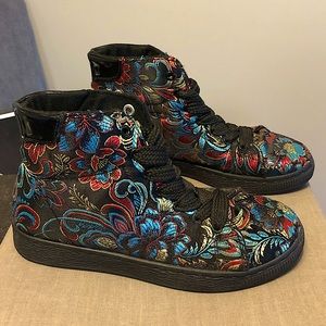 Colorful high top sneakers size 7.5